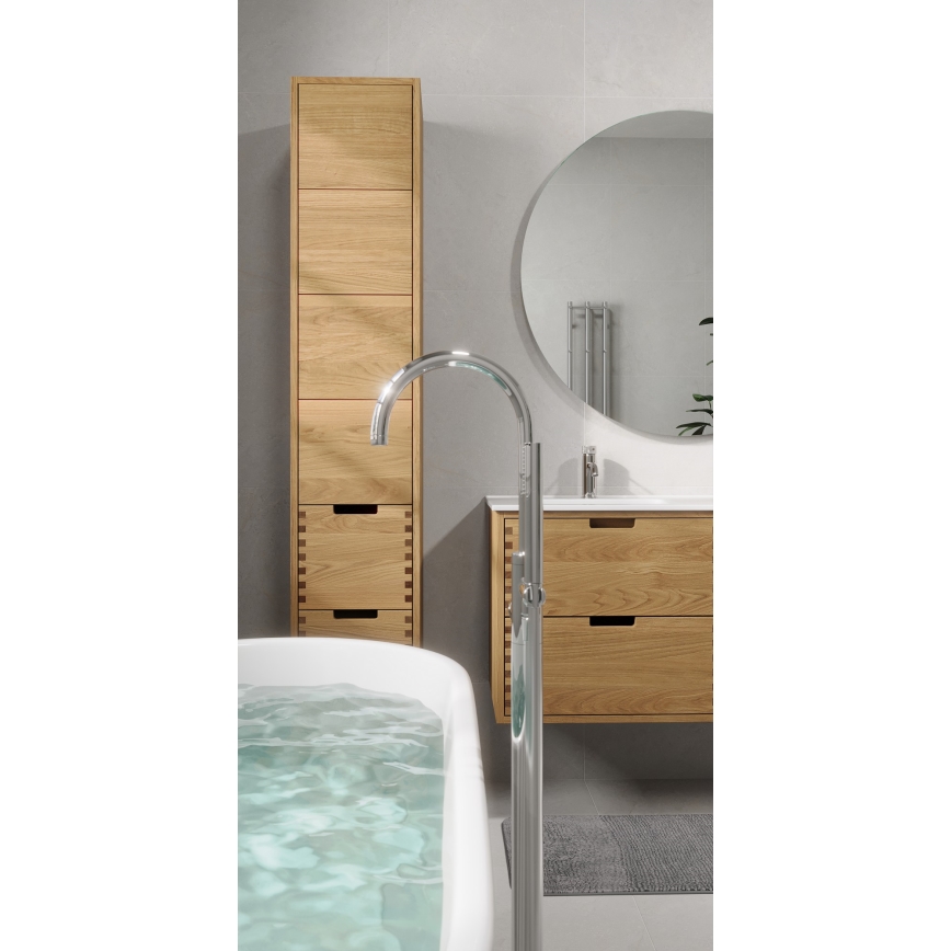 Badeværelsesskab med håndvask GRIBSKOV 120 cm beige/eg/hvid