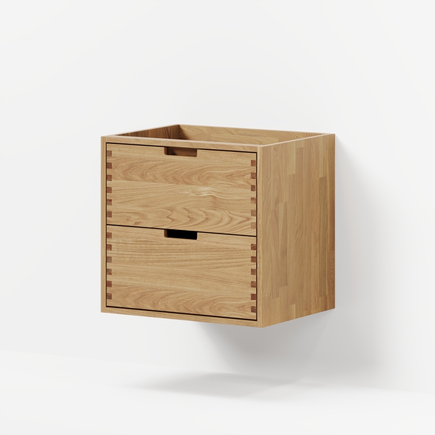 Badeværelsesskab med håndvask GRIBSKOV 60 cm beige/eg/hvid