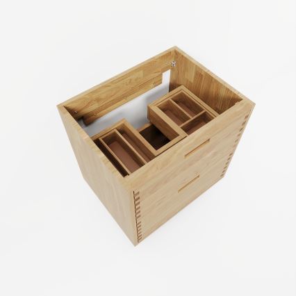 Badeværelsesskab med håndvask GRIBSKOV 60 cm beige/eg/hvid