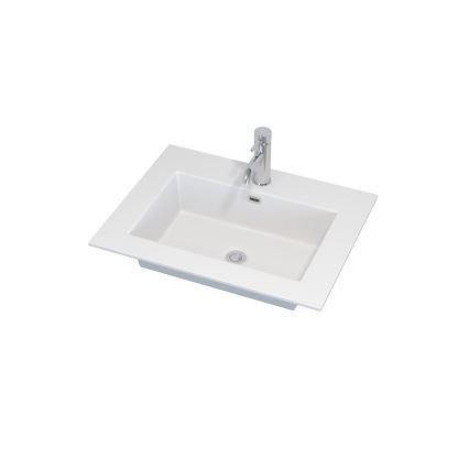 Badeværelsesskab med håndvask GRIBSKOV 60 cm beige/eg/hvid