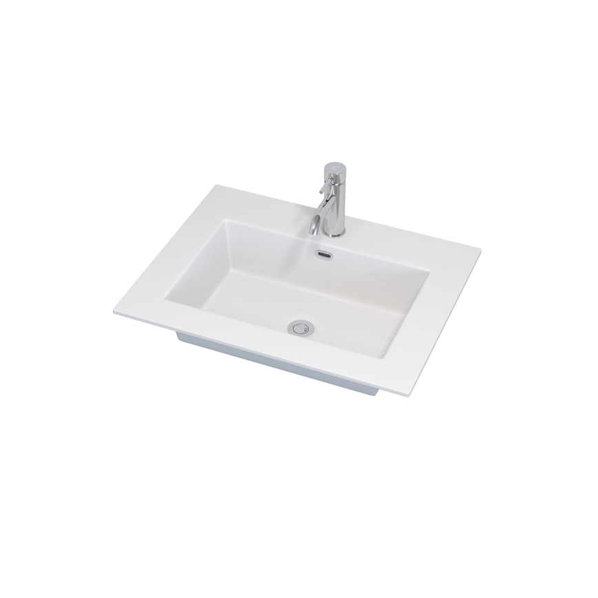 Badeværelsesskab med håndvask GRIBSKOV 60 cm beige/eg/hvid