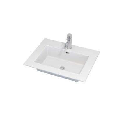Badeværelsesskab med håndvask GRIBSKOV 60 cm brun/eg/hvid