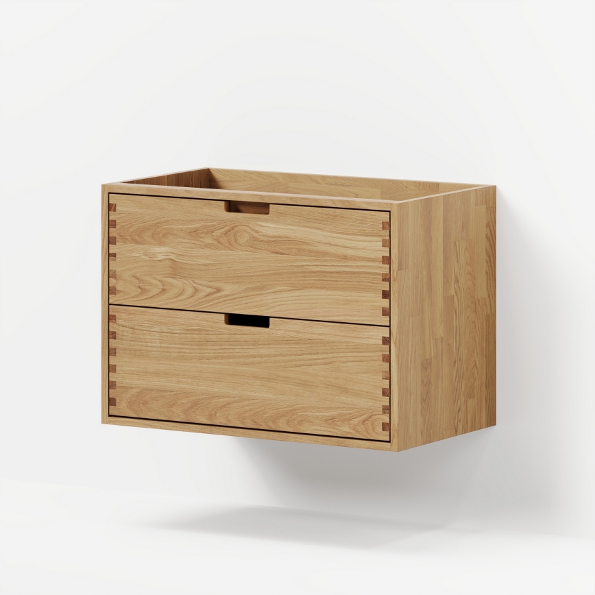 Badeværelsesskab med håndvask GRIBSKOV 80 cm beige/eg/hvid