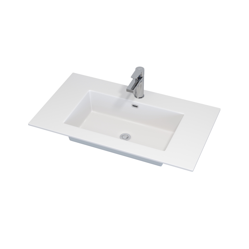 Badeværelsesskab med håndvask GRIBSKOV 80 cm beige/eg/hvid