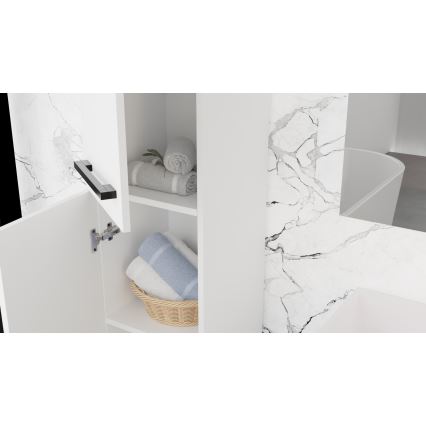 Badeværelsesskab med håndvask KATE + spejlskab + vægskab hvid