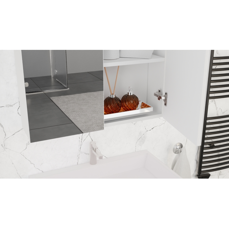 Badeværelsesskab med håndvask KATE + spejlskab + vægskab hvid