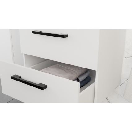 Badeværelsesskab med håndvask KATE + spejlskab + vægskab hvid