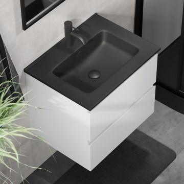 Badeværelsesskab med håndvask KENWOOD 61x52x45 cm hvid/sort