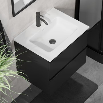 Badeværelsesskab med håndvask KENWOOD 61x52x47 cm sort/hvid