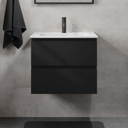 Badeværelsesskab med håndvask KENWOOD 61x52x47 cm sort/hvid