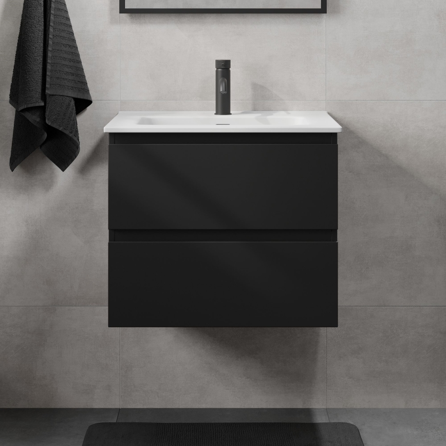 Badeværelsesskab med håndvask KENWOOD 61x52x47 cm sort/hvid