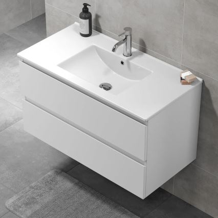 Badeværelsesskab med håndvask KENWOOD 91x50x47 cm hvid