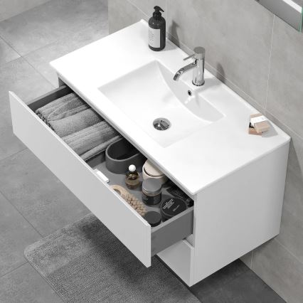 Badeværelsesskab med håndvask KENWOOD 91x50x47 cm hvid