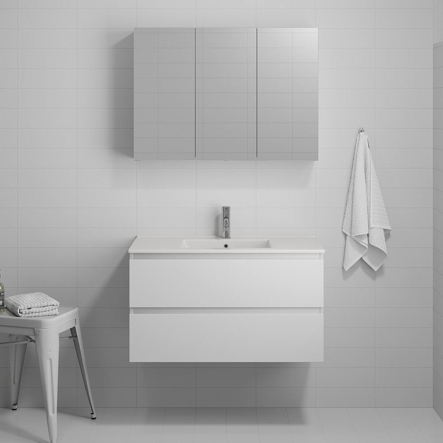 Badeværelsesskab med håndvask KENWOOD 91x50x47 cm hvid