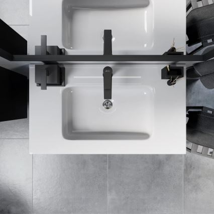 Badeværelsesskab med håndvask MOLDE 80 cm sort