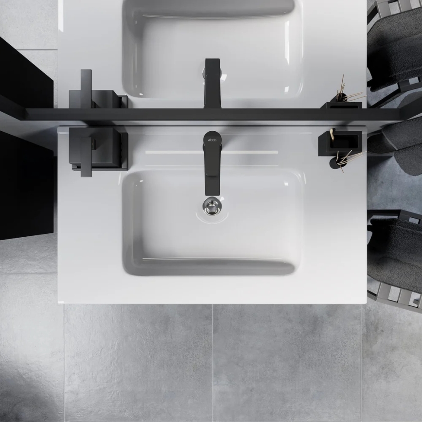 Badeværelsesskab med håndvask MOLDE 80 cm sort