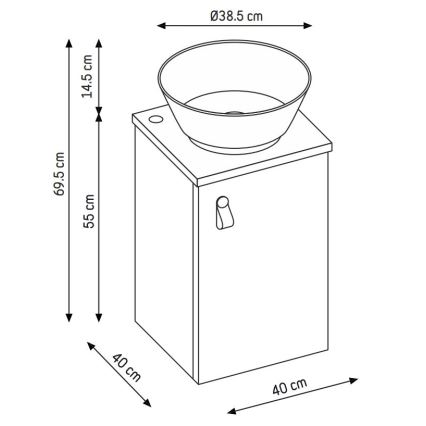 Badeværelsesskab med håndvask TAARNHOLM hvid