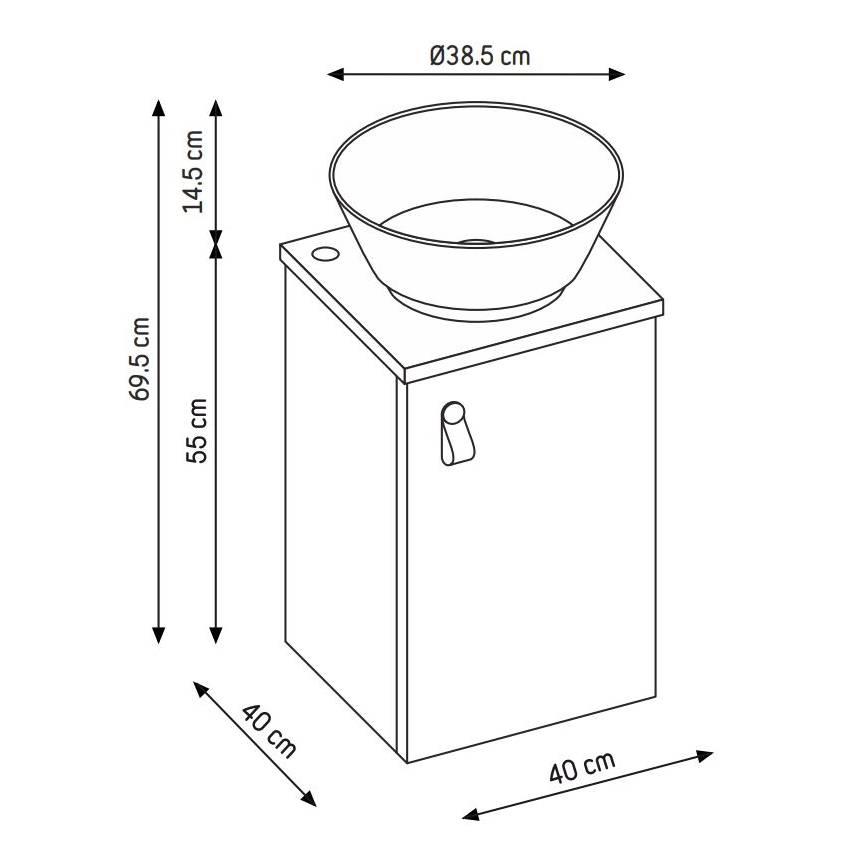 Badeværelsesskab med håndvask TAARNHOLM hvid