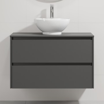 Badeværelsesskab med håndvask TRONDHEIM/DRAMMEN 90x57x46 cm antracit/hvid