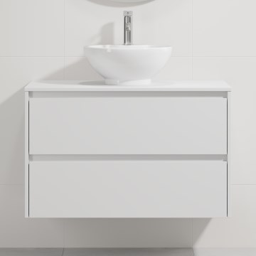 Badeværelsesskab med håndvask TRONDHEIM/DRAMMEN 90x57x46 cm hvid
