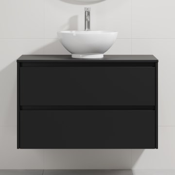 Badeværelsesskab med håndvask TRONDHEIM/DRAMMEN 90x57x46 cm sort/hvid