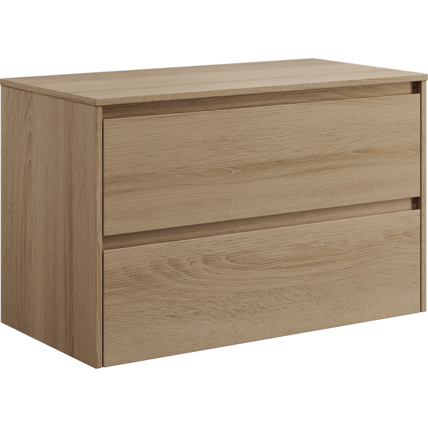 Badeværelsesskab med håndvask TRONDHEIM/LJORDAL 90x57x46 cm eg/sort