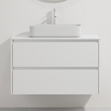 Badeværelsesskab med håndvask TRONDHEIM/LJORDAL 90x57x46 cm hvid