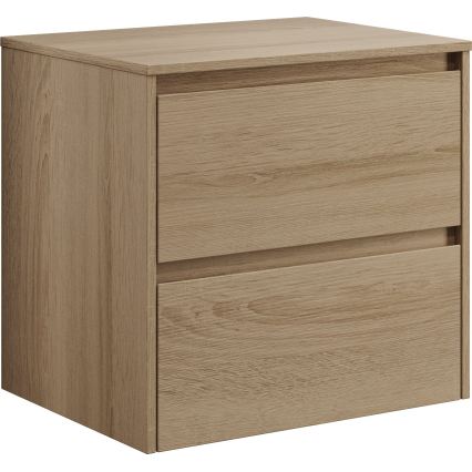 Badeværelsesskab med håndvask TRONDHEIM/VIKEDAL 60x57x46 cm eg/hvid