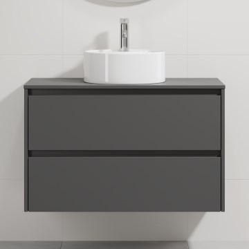 Badeværelsesskab med håndvask TRONDHEIM/VIKEDAL 90x57x46 cm antracit/hvid