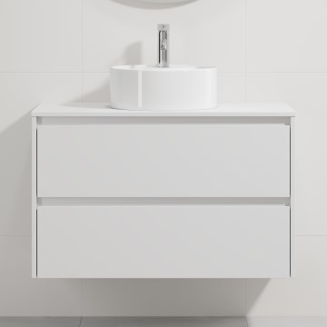 Badeværelsesskab med håndvask TRONDHEIM/VIKEDAL 90x57x46 cm hvid