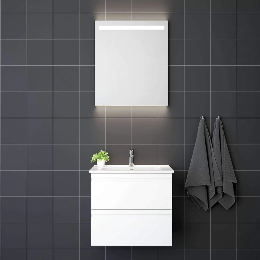 Badeværelsesskab med håndvask VIGO + LED-vægspejl med baggrundsbelysning LED/10W/230V IP44 hvid