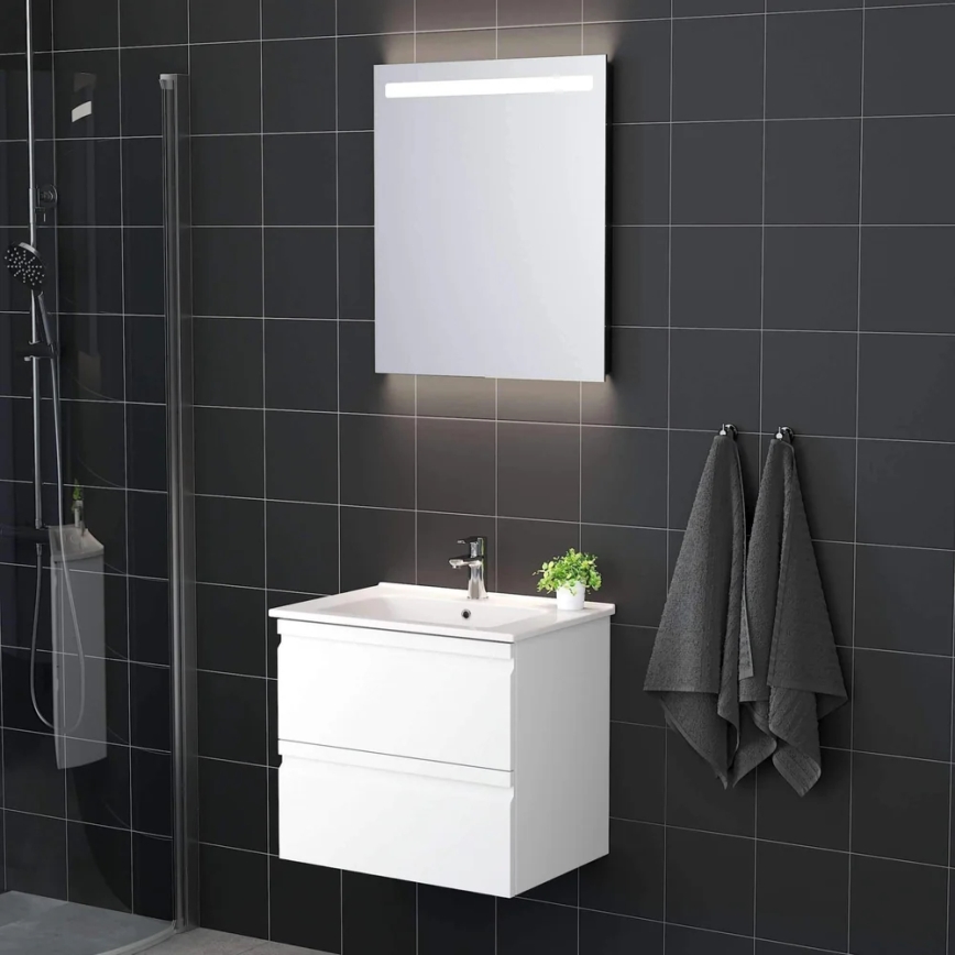Badeværelsesskab med håndvask VIGO + LED-vægspejl med baggrundsbelysning LED/10W/230V IP44 hvid