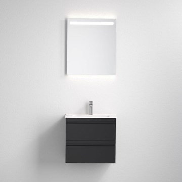 Badeværelsesskab med håndvask VIGO + vægmonteret spejl med indbygget LED-belysning LED/10W/230V IP44 sort