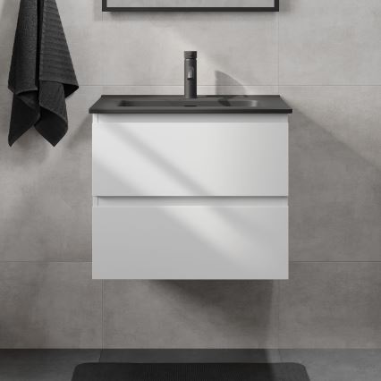 Badeværelsesskab med servant KENWOOD 61x52x45 cm hvid/sort
