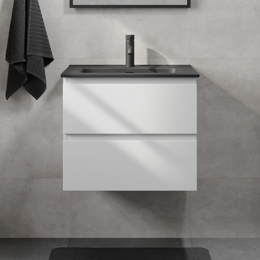 Badeværelsesskab med servant KENWOOD 61x52x45 cm hvid/sort