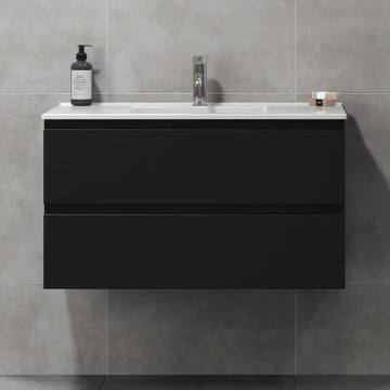 Badeværelsesskab med servant KENWOOD 91x50x45 cm sort