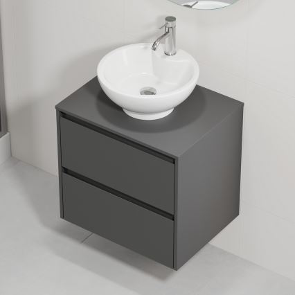 Badeværelsesskab med servant TRONDHEIM/DRAMMEN 60x57x46 cm antracit/hvid