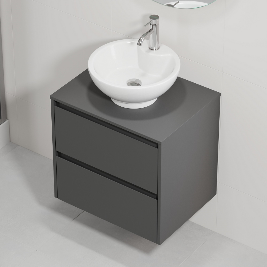 Badeværelsesskab med servant TRONDHEIM/DRAMMEN 60x57x46 cm antracit/hvid
