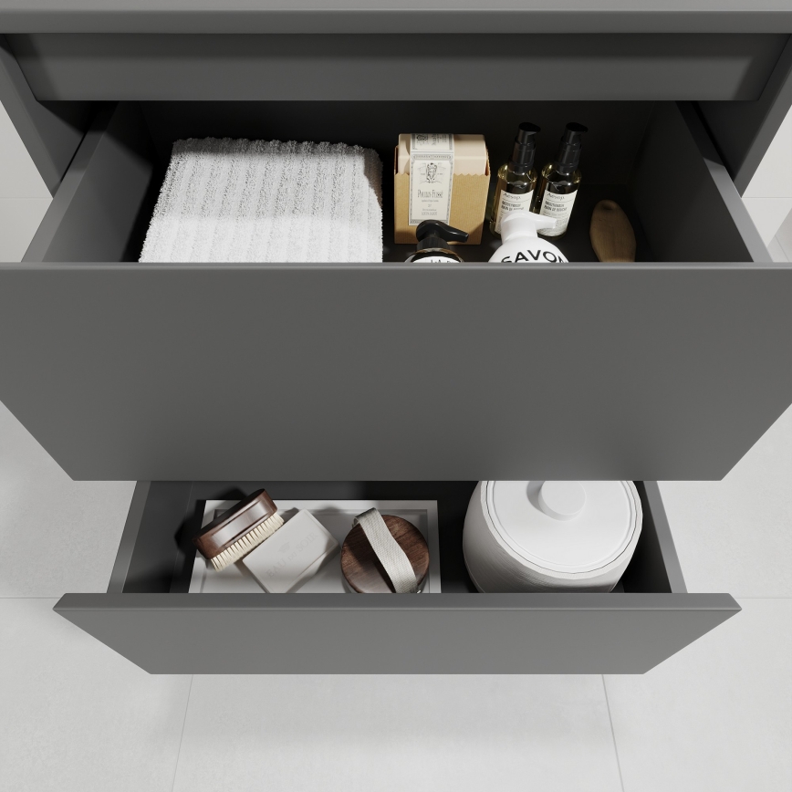 Badeværelsesskab med servant TRONDHEIM/DRAMMEN 60x57x46 cm antracit/hvid