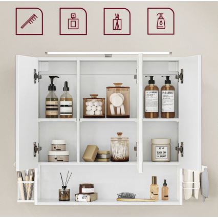 Badeværelsesskab med spejl SKY, hvid