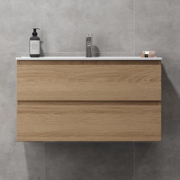 Badeværelsesskab med vask KENWOOD 91x50x45 cm eg