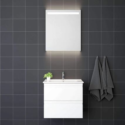 Badeværelsesskab med vask VEDO + LED-spejl LED/10W/230V IP44 hvid