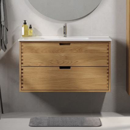 Badeværelsesskab til håndvask GRIBSKOV 100 cm beige/eg