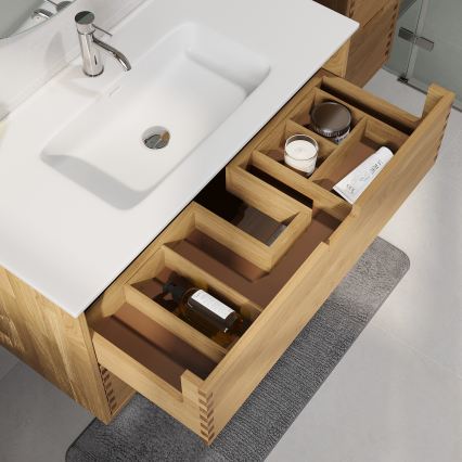 Badeværelsesskab til håndvask GRIBSKOV 100 cm beige/eg