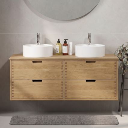 Badeværelsesskab til håndvask GRIBSKOV 120 cm beige/egetræ