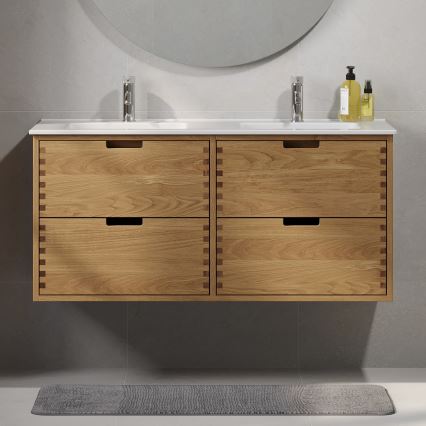 Badeværelsesskab til håndvask GRIBSKOV 120 cm beige/egetræ