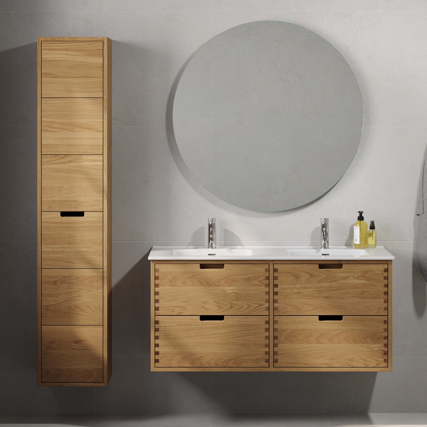 Badeværelsesskab til håndvask GRIBSKOV 120 cm beige/egetræ