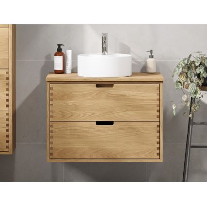 Badeværelsesskab til håndvask GRIBSKOV 80 cm beige/eg