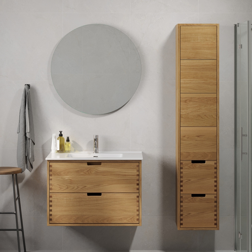 Badeværelsesskab til håndvask GRIBSKOV 80 cm beige/eg