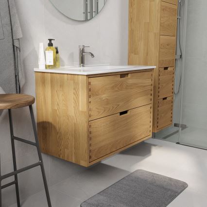 Badeværelsesskab til håndvask GRIBSKOV 80 cm beige/eg